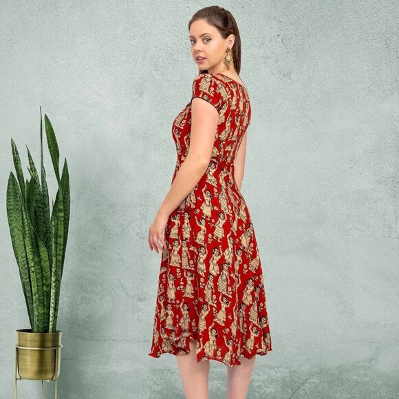 Red Knee-Length Dress | Tranquil Threads | Muvvas Boutique - Picture 4 of 5